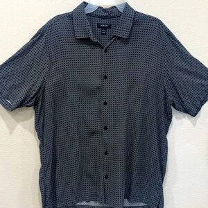 ALFANI Short Sleeve Shirt Button-Down 100% Rayon Black White
Geometric Men's XL